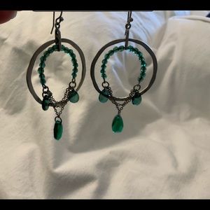 Sterling Silver & green bead earrings. Very pretty.
